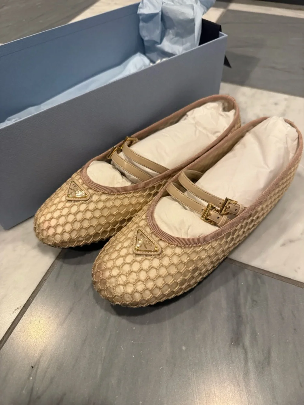 Prada Ballerina Mesh Mary Jane Flat - Picture 12 of 13